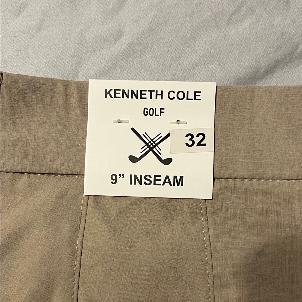 Kenneth Cole Golf Tan Flat-Front Shorts